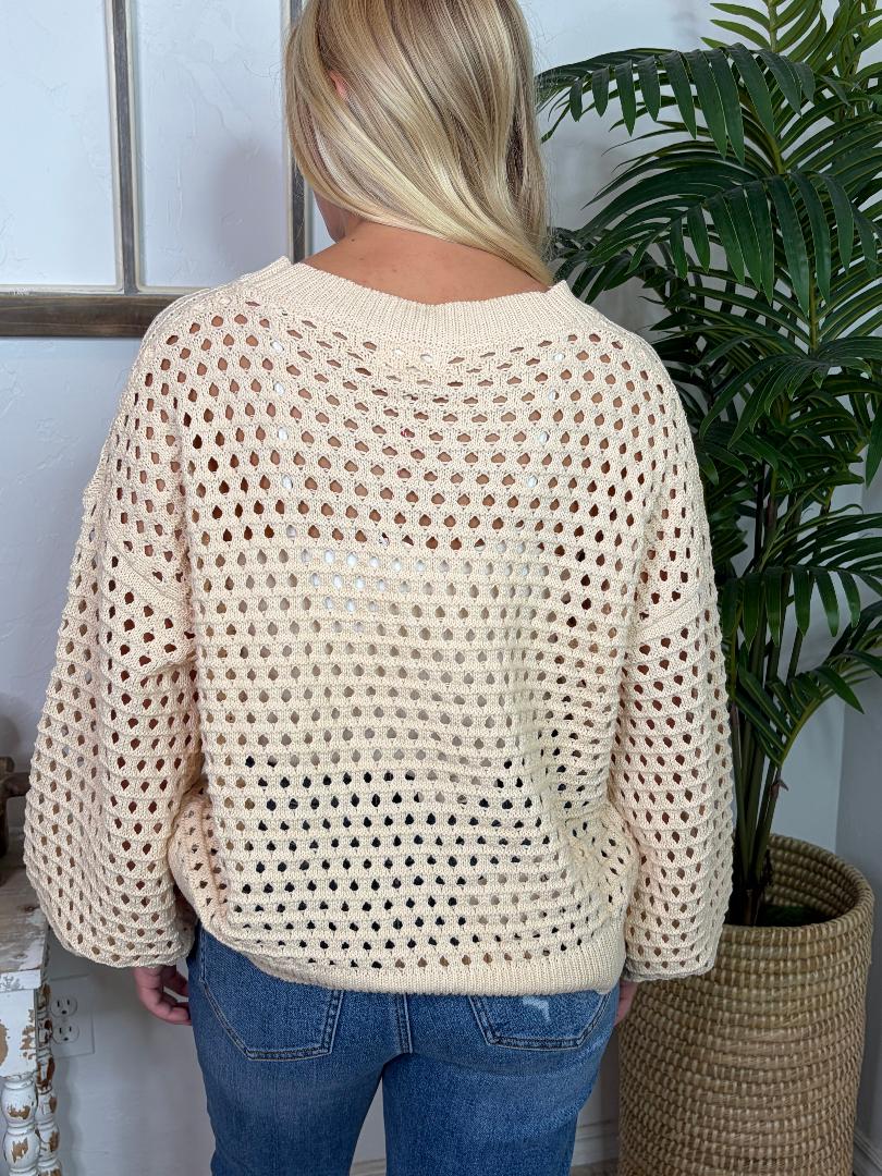 Cream Open Knit Sweater