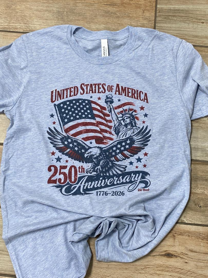 USA 250th Anniversary Collage Patriotic Graphic Tee