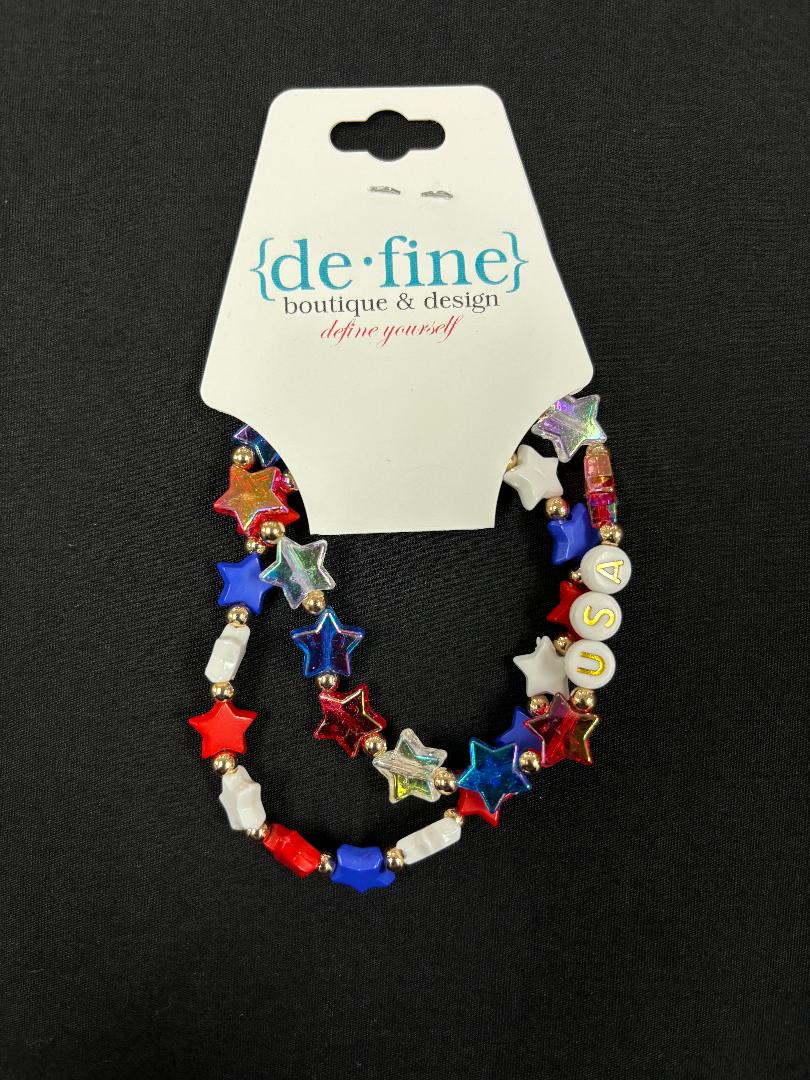 USA Opaque Stars Bracelet Set of 2