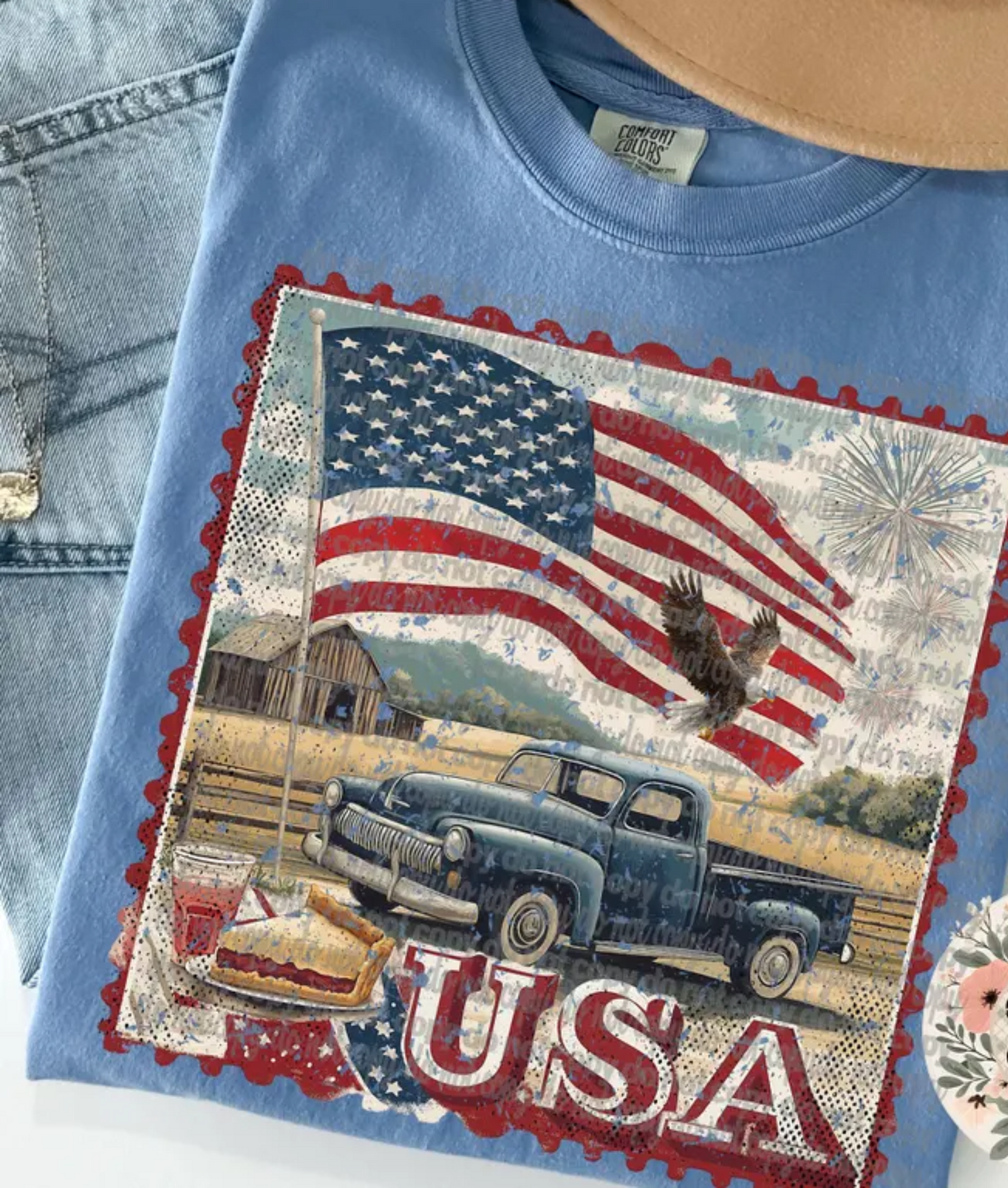 USA Postage Stamp Graphic Tee