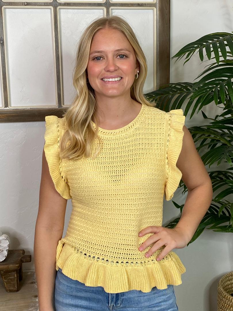 Butter Lightweight Sweater with Flutter Sleeves