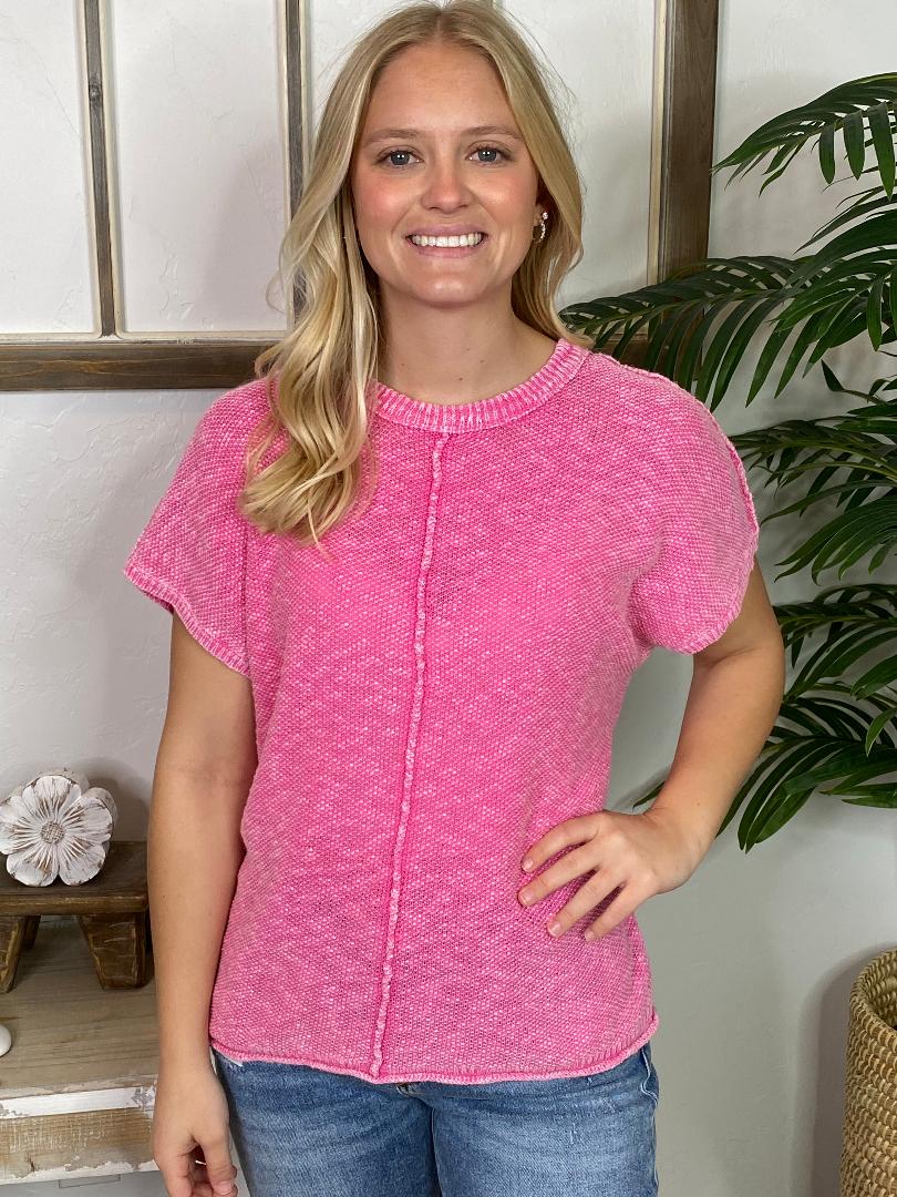Mineral Washed Short Sleeve Sweater