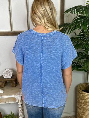 Mineral Washed Short Sleeve Sweater