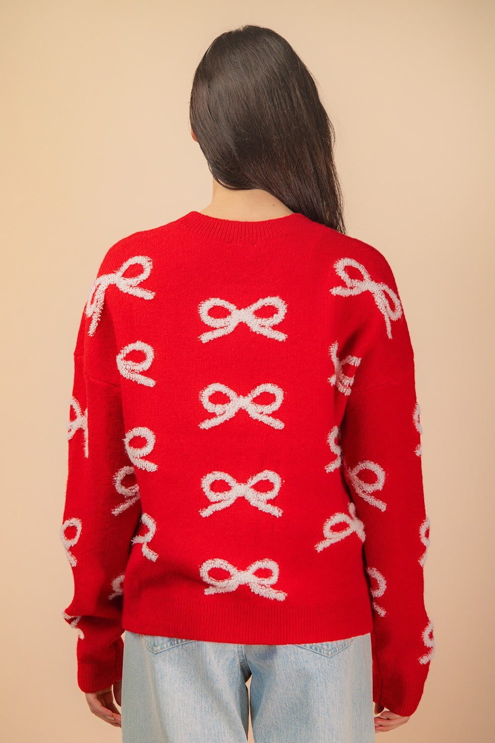 Red Sweater with Bows in Curvy