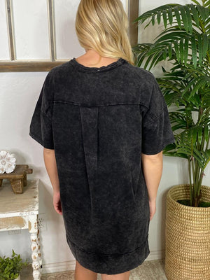 Mineral Washed Pocket Tee Dress in 4 Colors