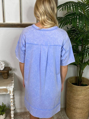 Mineral Washed Pocket Tee Dress in 4 Colors