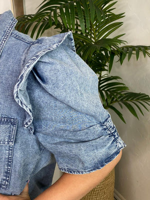 Mineral Washed Button Down Denim Shirt Dress