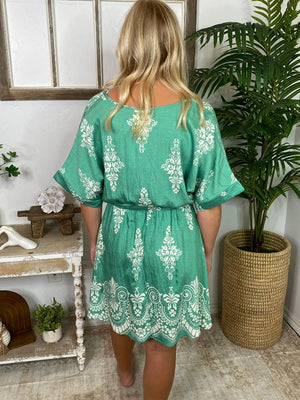 Black or Sage Damask Dress