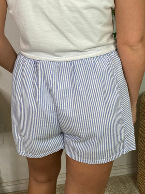 Striped Boxer Style Shorts in Red or Blue