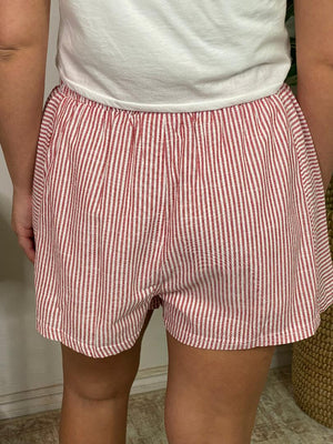 Striped Boxer Style Shorts in Red or Blue