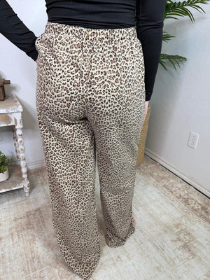 Leopard Linen Blend Pants