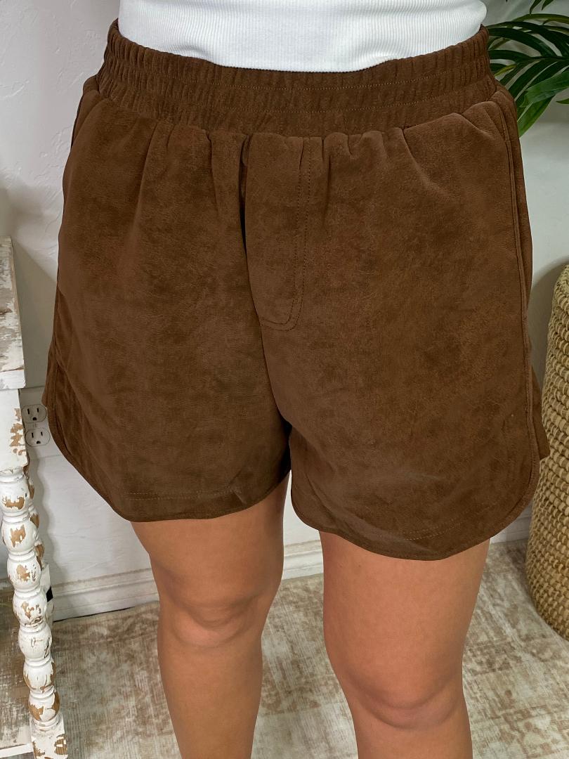 Chocolate Faux Suede Shorts
