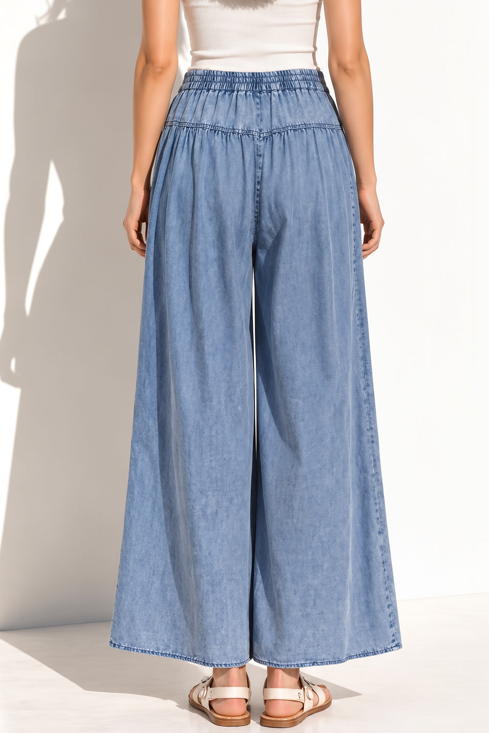 Wide Leg Mineral Washed Denim Pants S-3XL