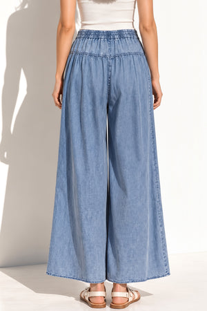 Wide Leg Mineral Washed Denim Pants S-3XL
