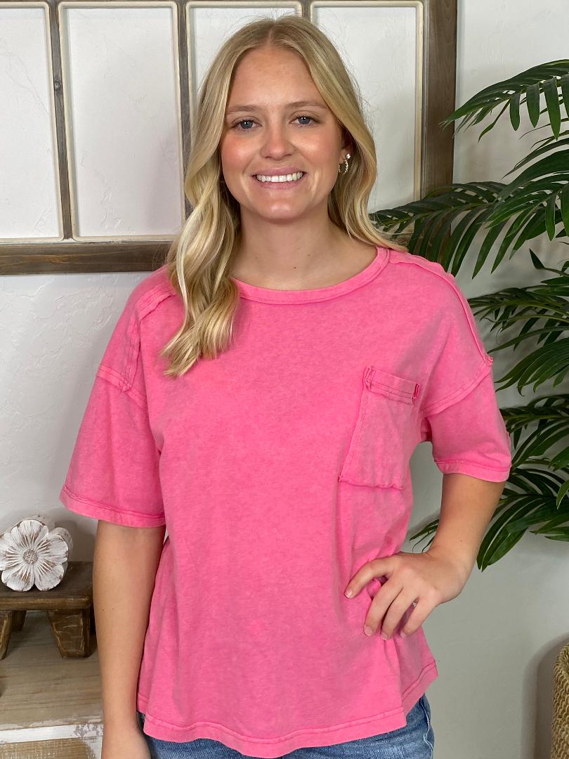 Mineral Washed Pocket Tee in 4 Colors