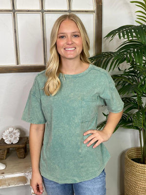Mineral Washed Pocket Tee in 4 Colors