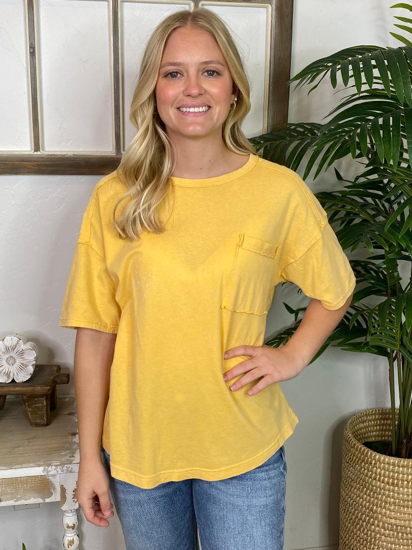 Mineral Washed Pocket Tee in 4 Colors