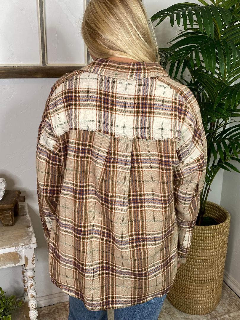 Brown and Taupe Flannel Shirt