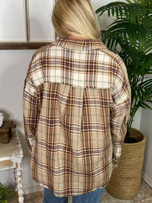 Brown and Taupe Flannel Shirt