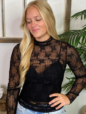 Black Sheer Lace Top