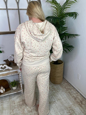 Cream Floral Sweatshirt & Jogger Set