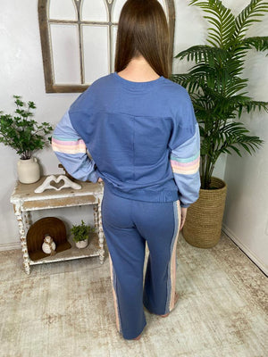 2 Colors- Sweatsuit with Stripe Accents Set