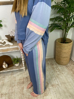 2 Colors- Sweatsuit with Stripe Accents Set
