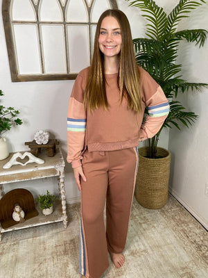2 Colors- Sweatsuit with Stripe Accents Set