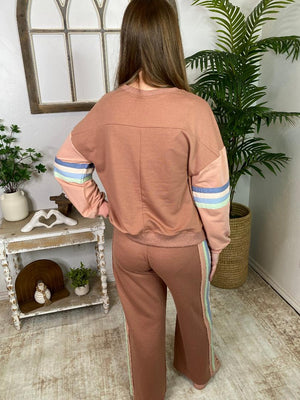 2 Colors- Sweatsuit with Stripe Accents Set