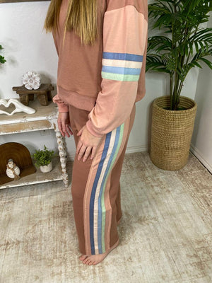 2 Colors- Sweatsuit with Stripe Accents Set