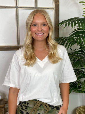 White V-Neck Tee