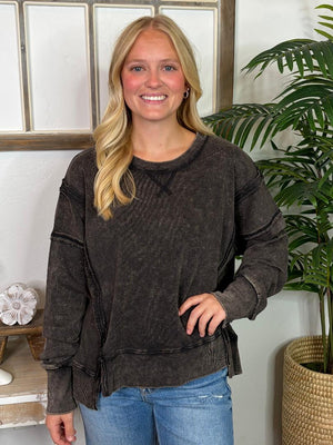 Black, Coral or Denim Mineral Washed Sweatshirts S-3XL