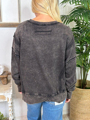 Black, Coral or Denim Mineral Washed Sweatshirts S-3XL