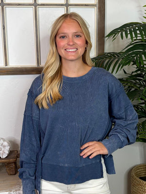 Black, Coral or Denim Mineral Washed Sweatshirts S-3XL