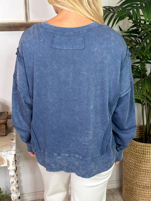 Black, Coral or Denim Mineral Washed Sweatshirts S-3XL