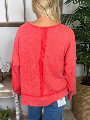 Black, Coral or Denim Mineral Washed Sweatshirts S-3XL
