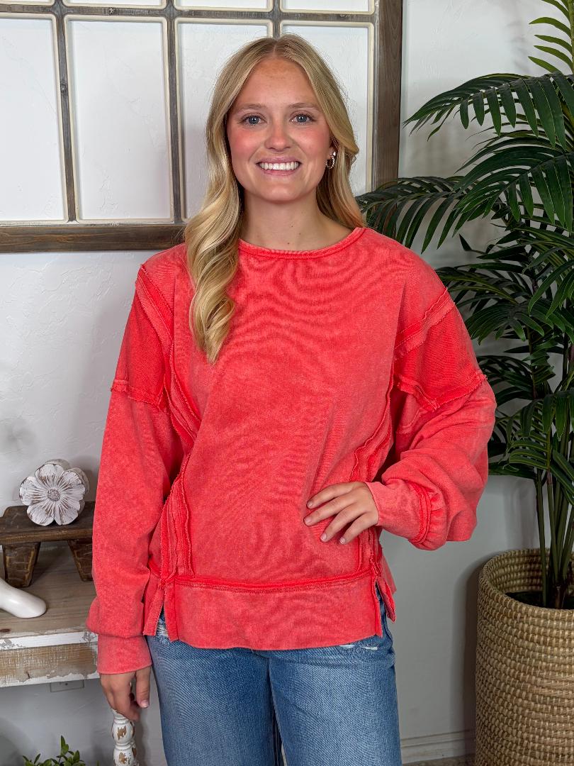 Black, Coral or Denim Mineral Washed Sweatshirts S-3XL