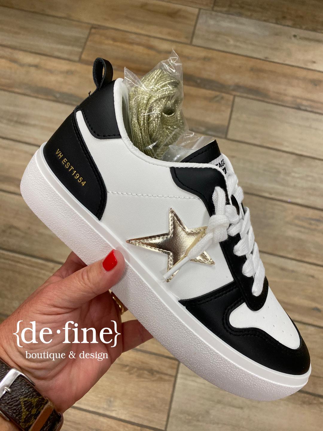 Vintage Havana Aura Black and Gold Star Sneakers