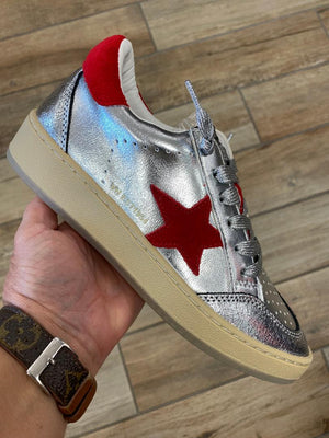 Vintage Havana Denisse Silver and Red Star Sneakers