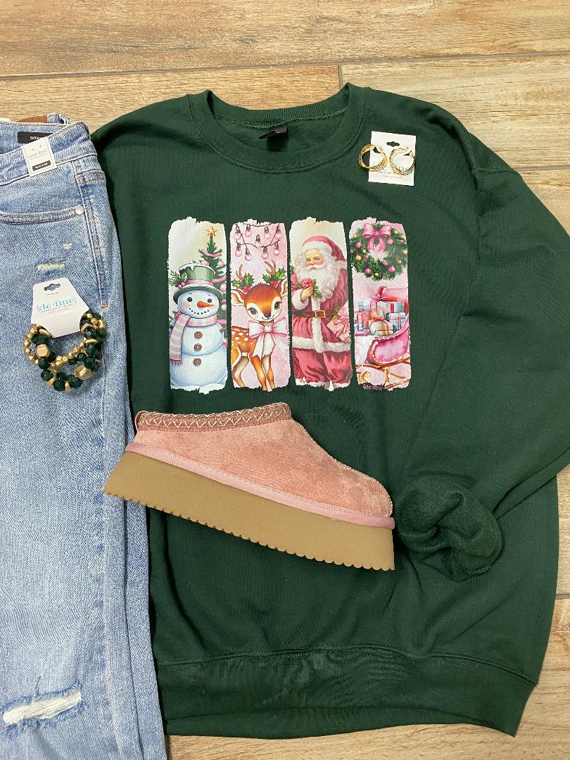 Vintage 4 Panel Christmas Sweatshirt or Tee