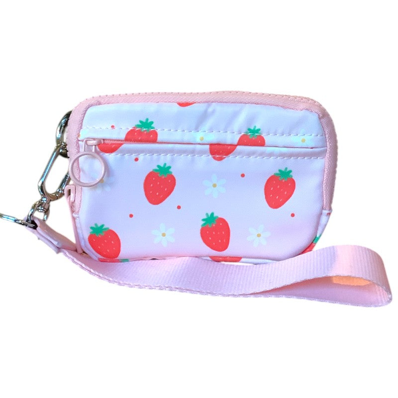 Wristlet Wallet - Tan Checker or Strawberry