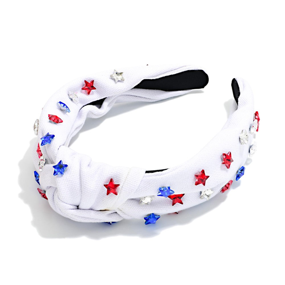 White with Red, White and Blue Stars Patriotic Headband