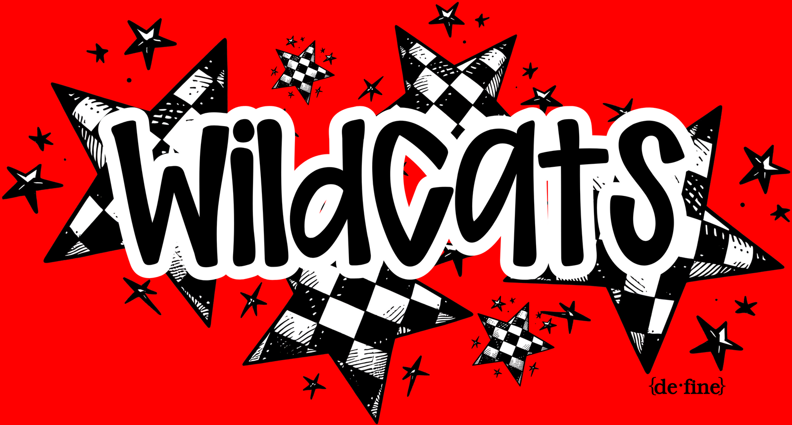 Wildcats on Red Checkered Stars Tee or Sweatshirt
