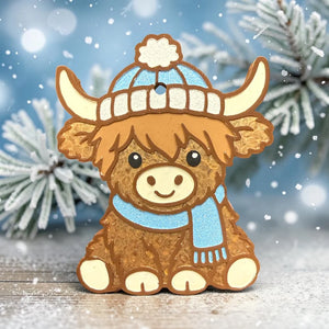 Winter Highland Cow Car Freshie