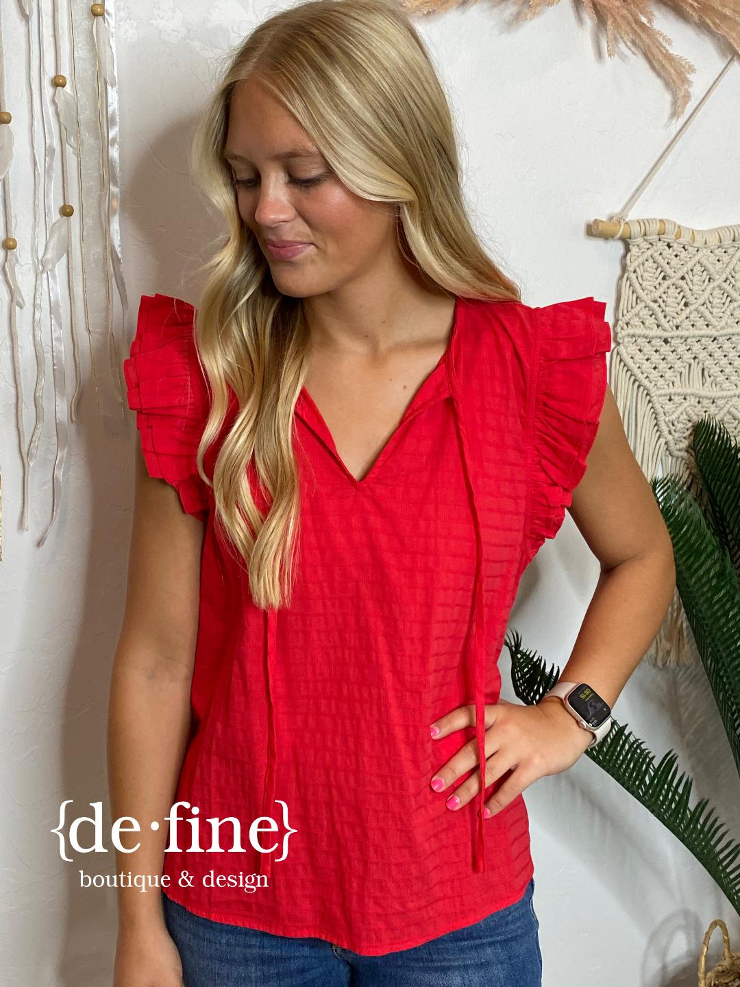 Striped Ruffle Blouse with Self Tie in 3 Colors