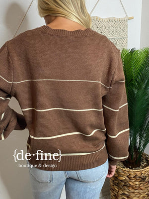 Espresso & Taupe Striped Sweater