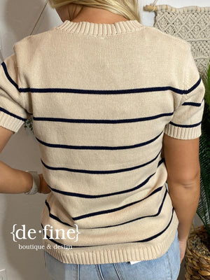 Short Sleeve Striped Sweater in 2 Colors