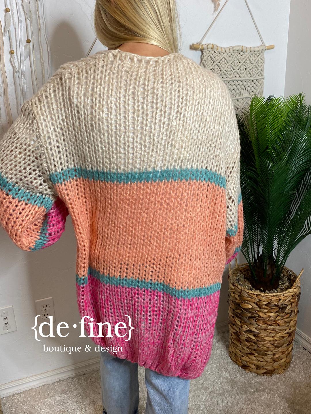 Citrus & Magenta Striped Sweater