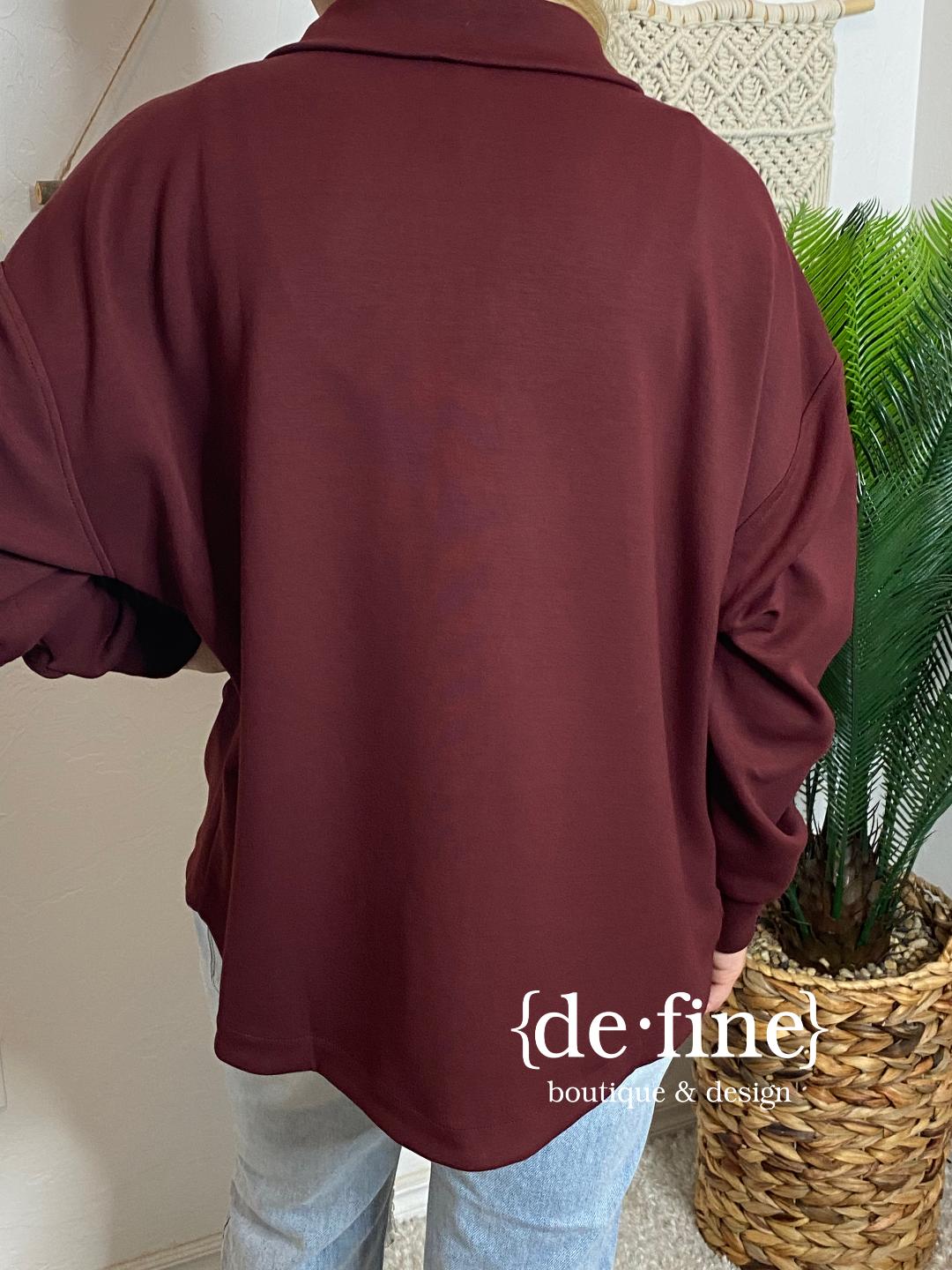 Super Soft Pullover with Kangaroo Pocket in Merlot