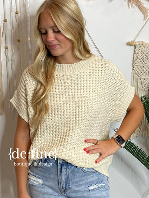 Boxy Sweater Top in Mushroom or Cream